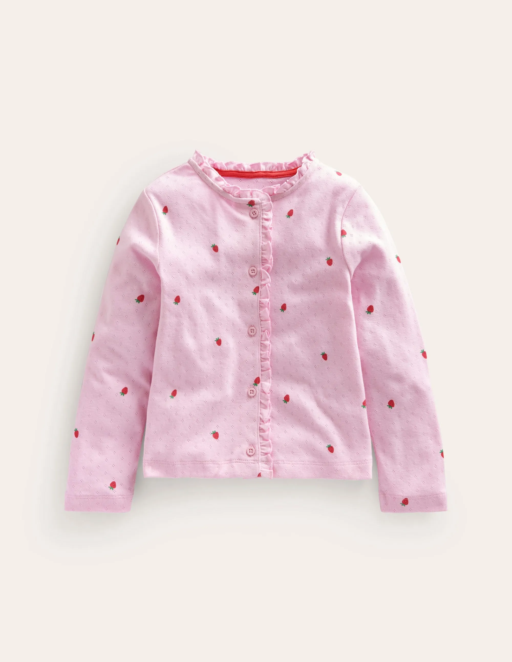 Pointelle Cardigan-Sweet Pea Pink Strawberries