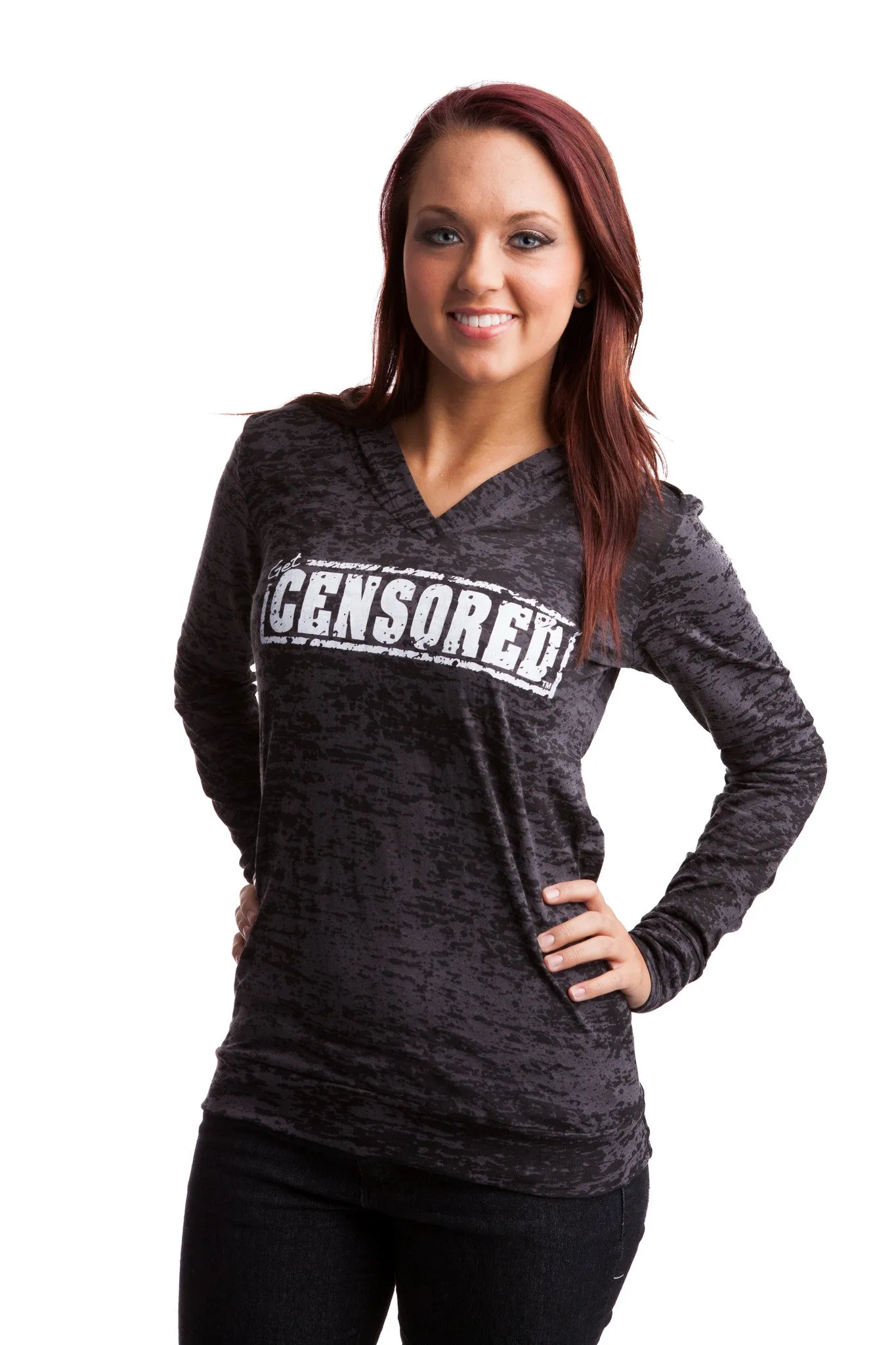 "CENSORED" Burnout Hoodie Shirt In Charcoal!