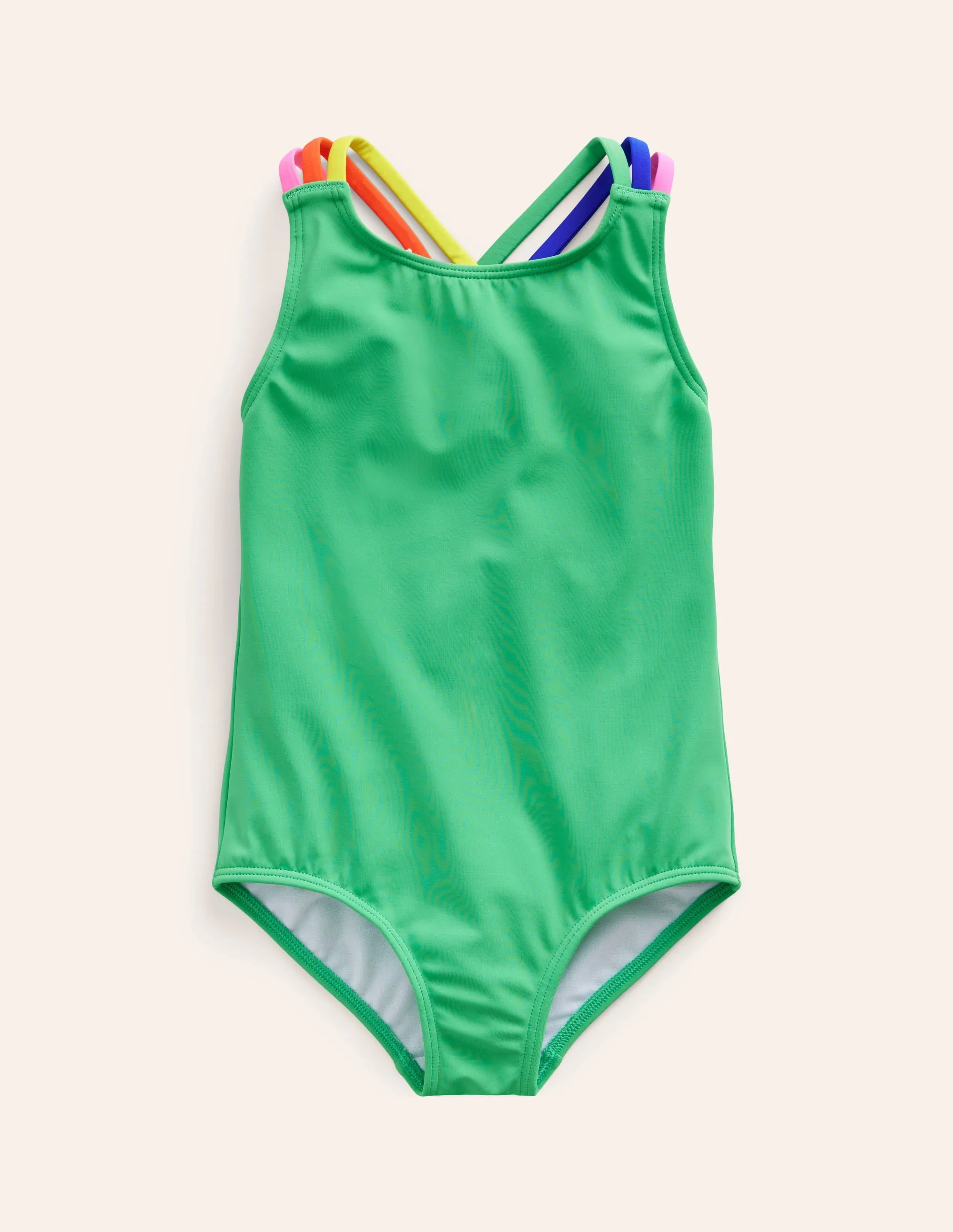 Rainbow Cross-Back Swimsuit-Pea Green
