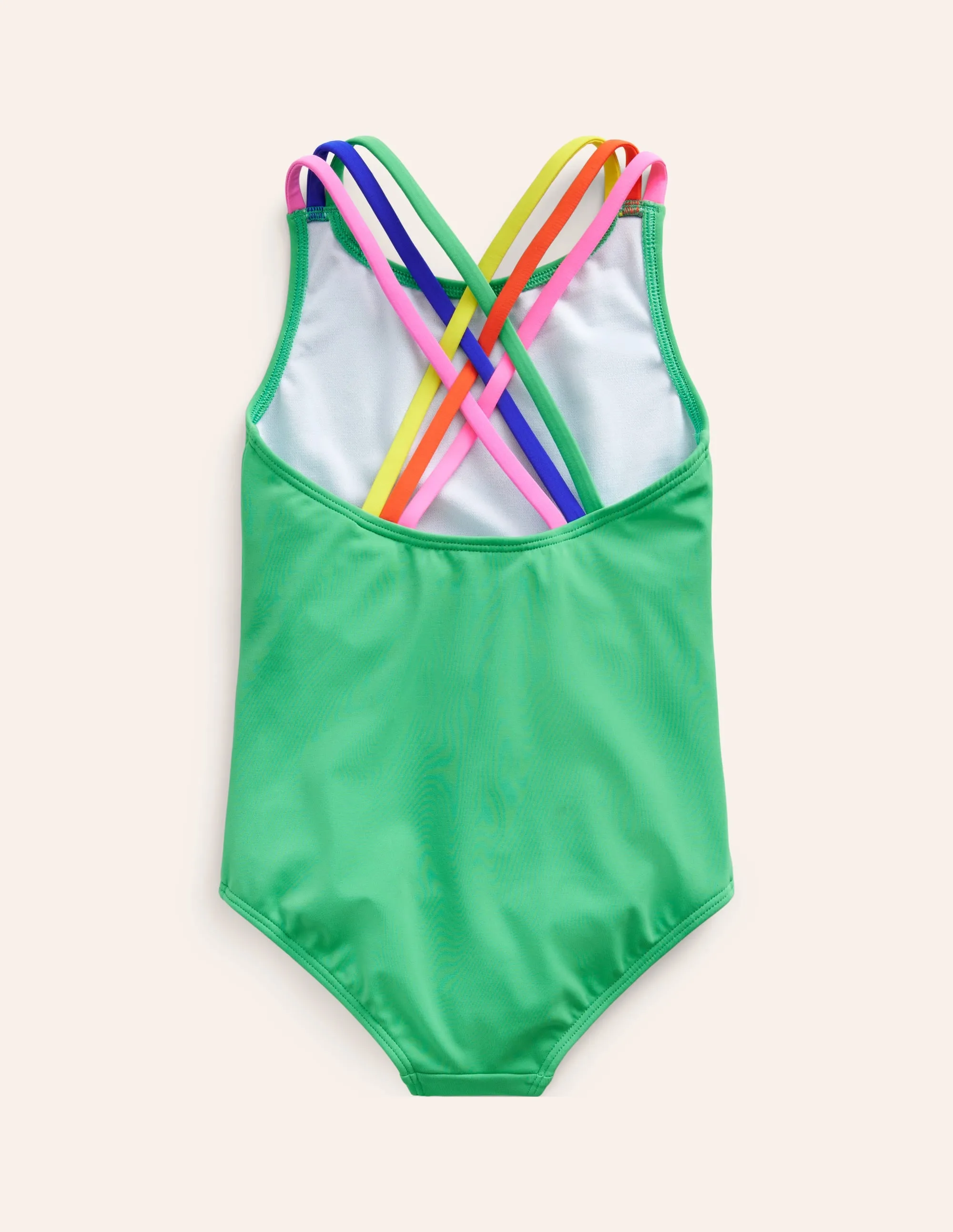 Rainbow Cross-Back Swimsuit-Pea Green