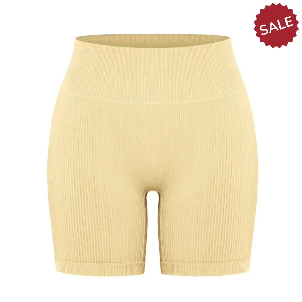 Seamless Ribbed High-Waist Yoga Shorts