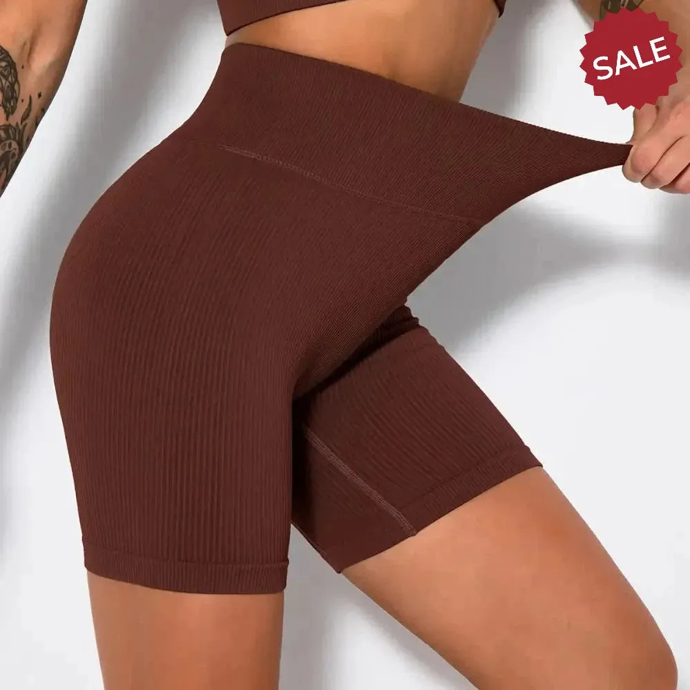 Seamless Ribbed High-Waist Yoga Shorts