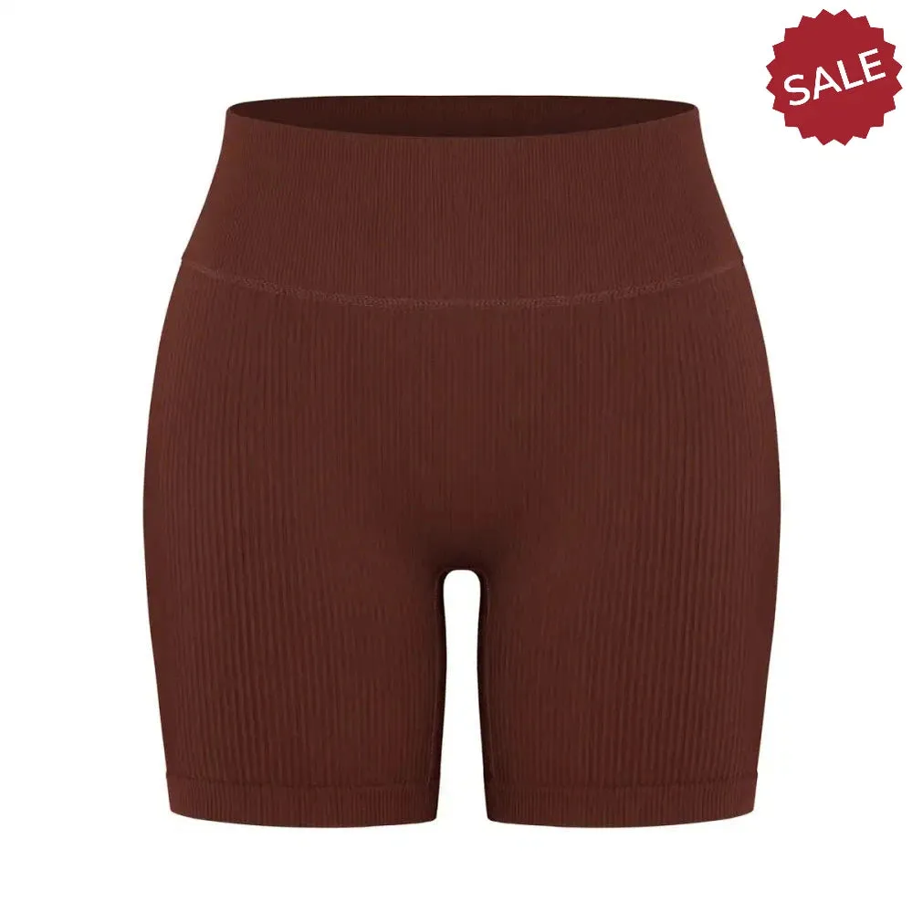 Seamless Ribbed High-Waist Yoga Shorts