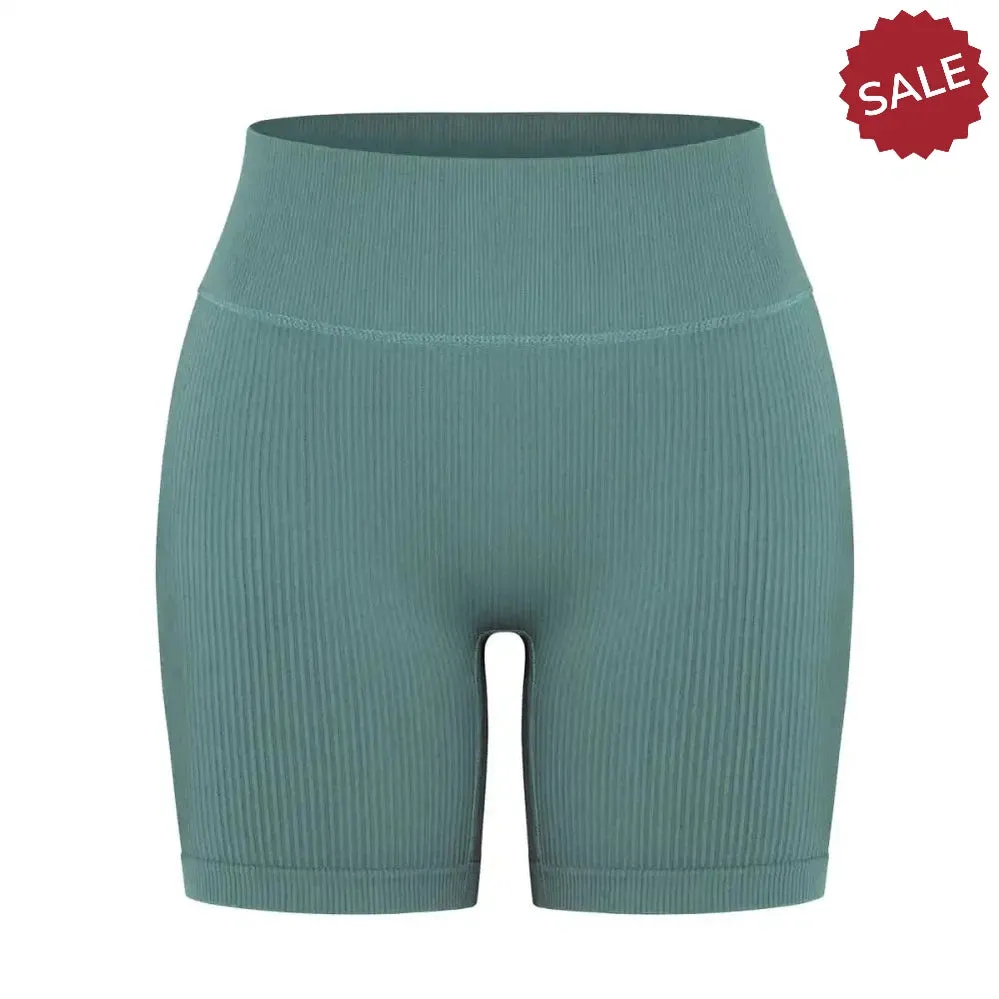 Seamless Ribbed High-Waist Yoga Shorts