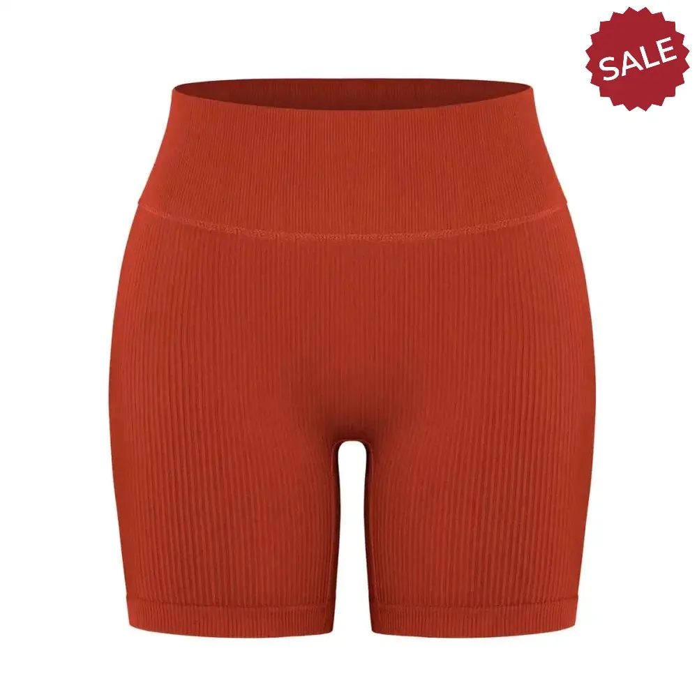 Seamless Ribbed High-Waist Yoga Shorts