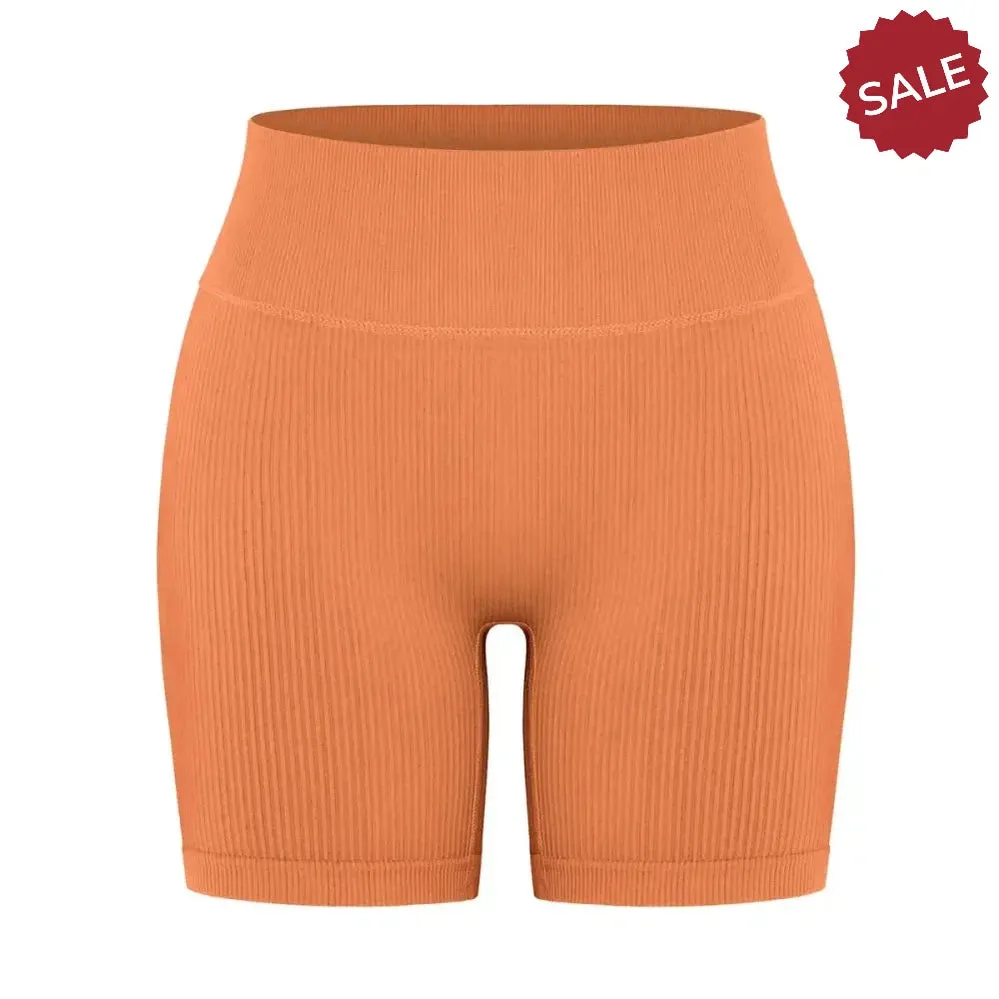 Seamless Ribbed High-Waist Yoga Shorts