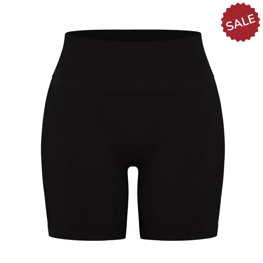 Seamless Ribbed High-Waist Yoga Shorts