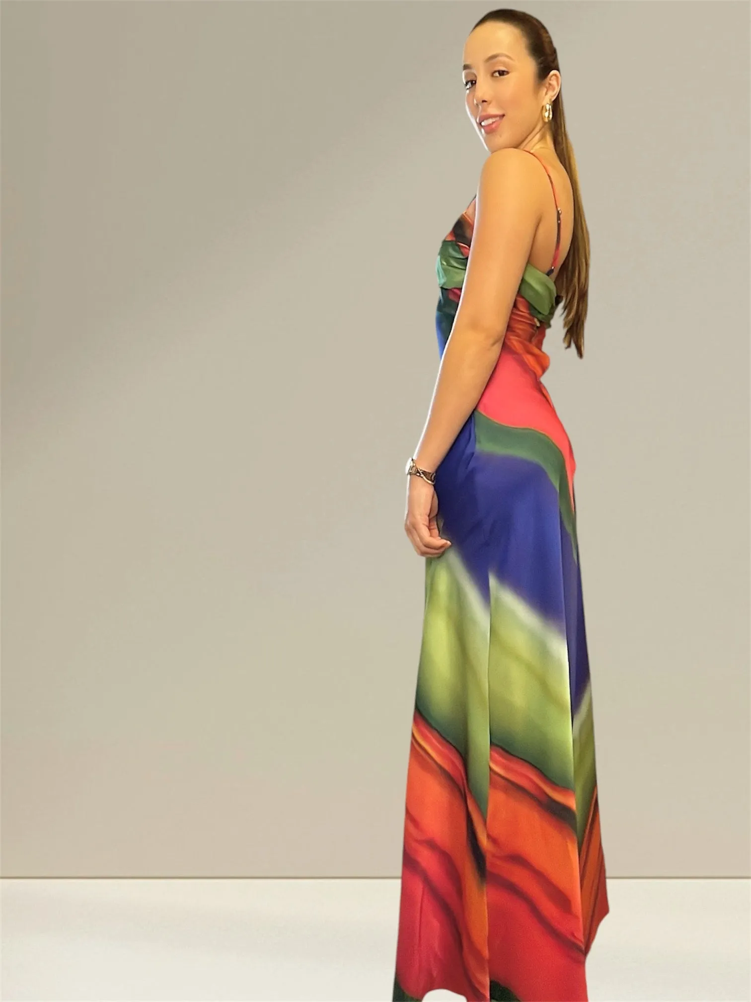 Style queen Capri multicolored slip dress