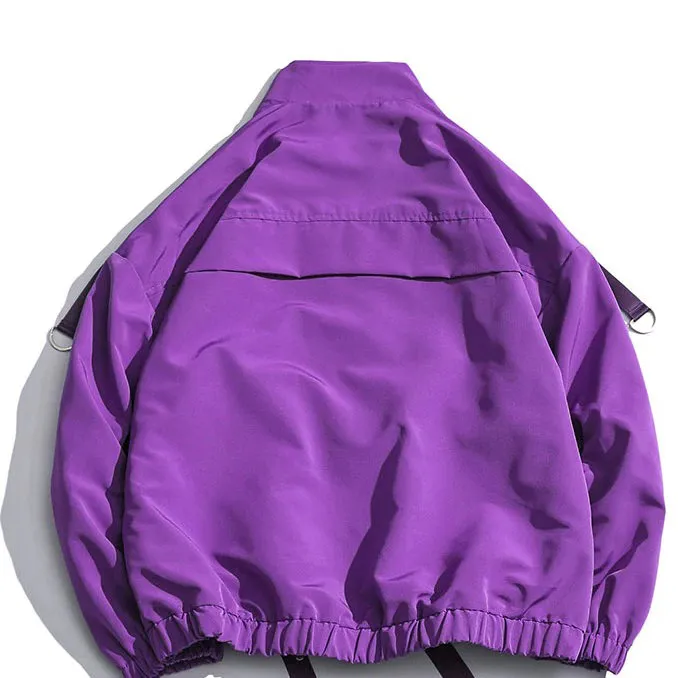Stylish Jackets for Men / Military Streetwear Jacket with Ribbons and Pockets in Alternative Style