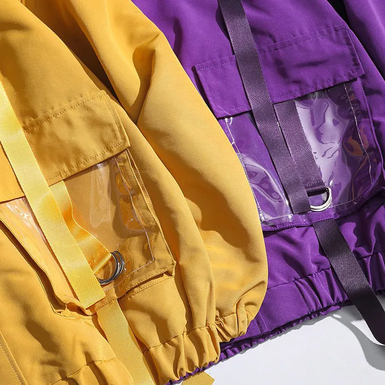 Stylish Jackets for Men / Military Streetwear Jacket with Ribbons and Pockets in Alternative Style