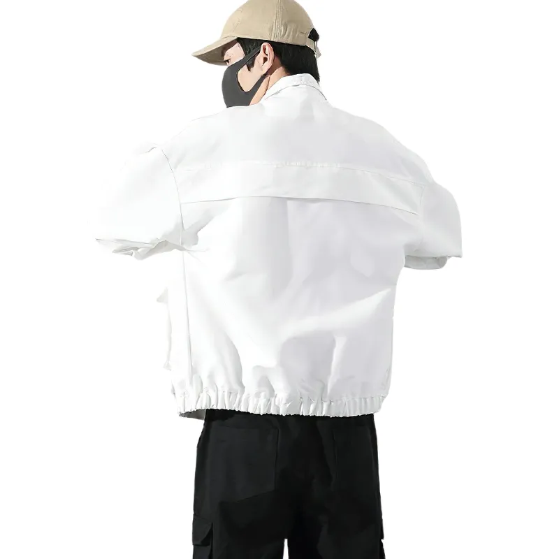 Stylish Jackets for Men / Military Streetwear Jacket with Ribbons and Pockets in Alternative Style