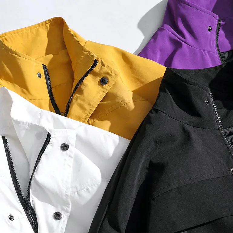 Stylish Jackets for Men / Military Streetwear Jacket with Ribbons and Pockets in Alternative Style