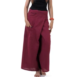 Sunset Maroon Women's Pinstripe Thai Fisherman Pants