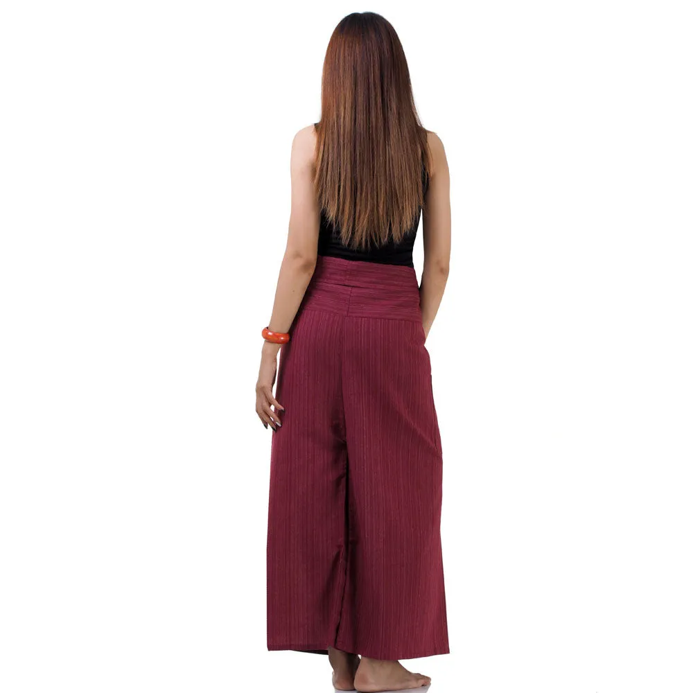 Sunset Maroon Women's Pinstripe Thai Fisherman Pants