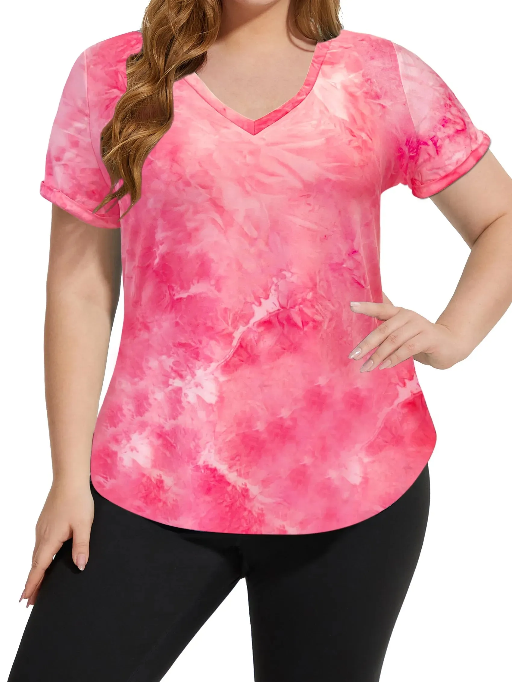 Tie Dye V-neck Sporty T-Shirt