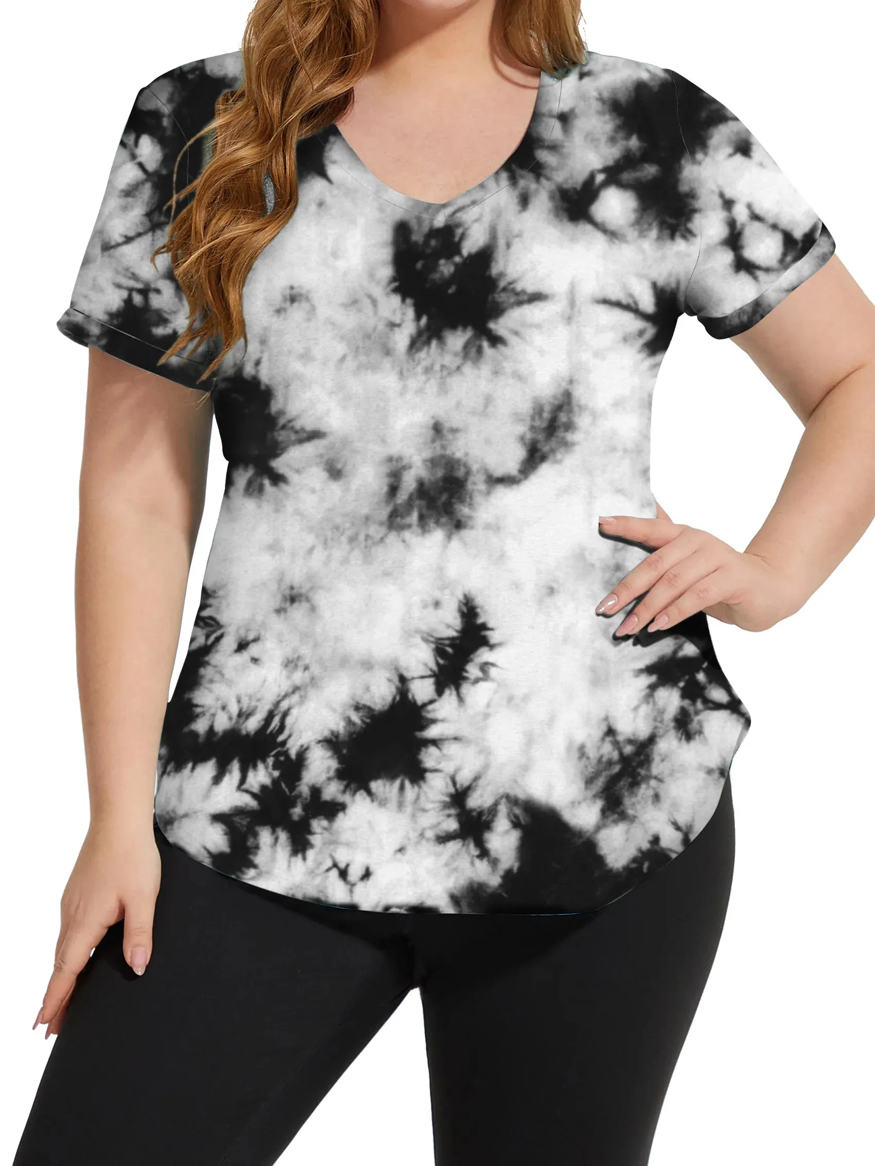 Tie Dye V-neck Sporty T-Shirt