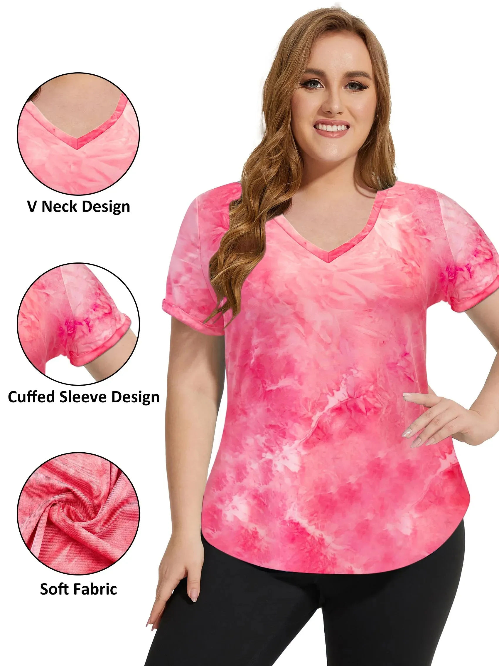 Tie Dye V-neck Sporty T-Shirt