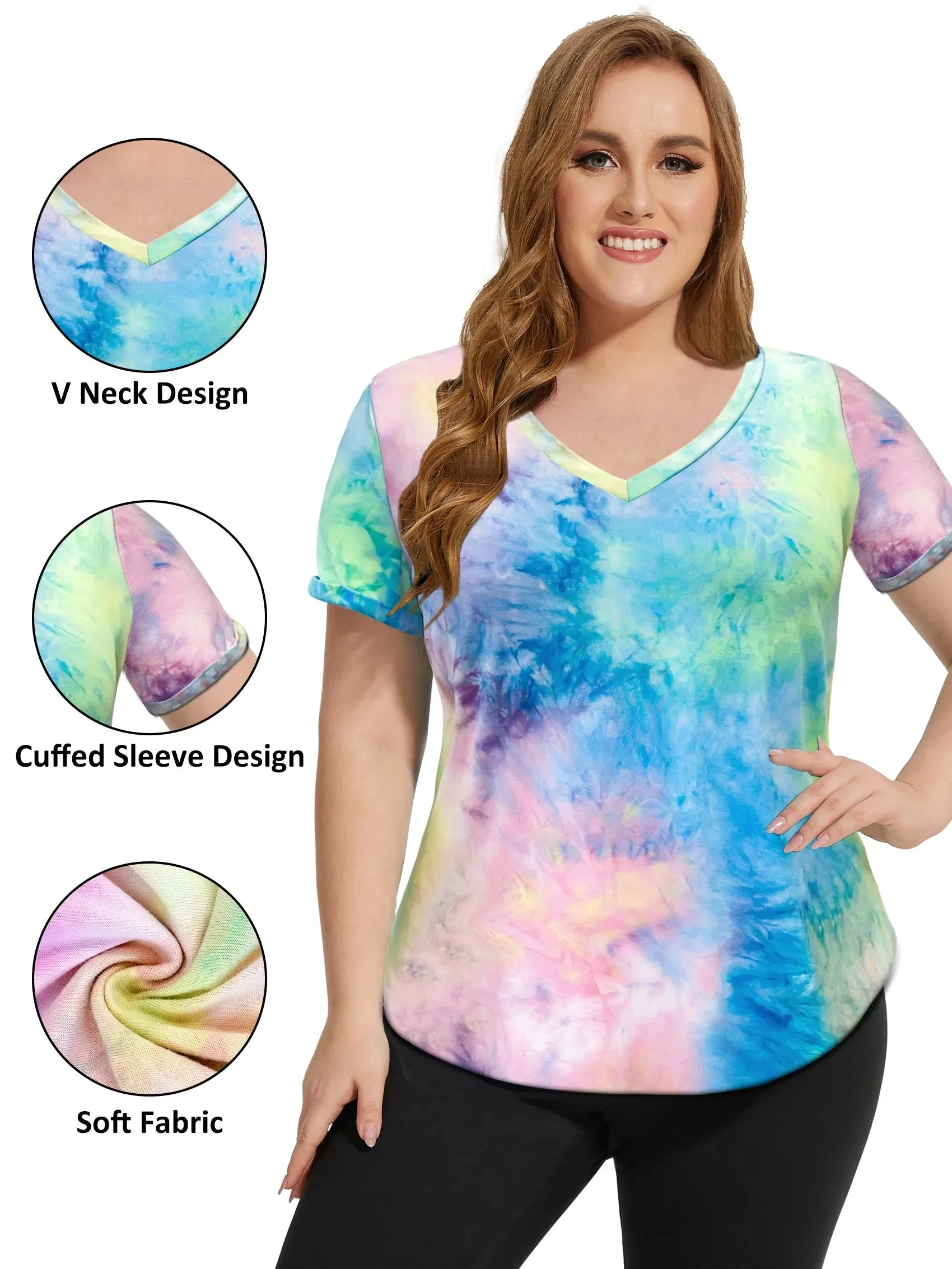 Tie Dye V-neck Sporty T-Shirt