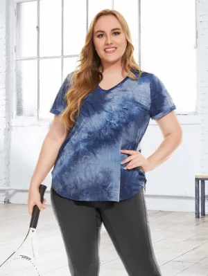 Tie Dye V-neck Sporty T-Shirt