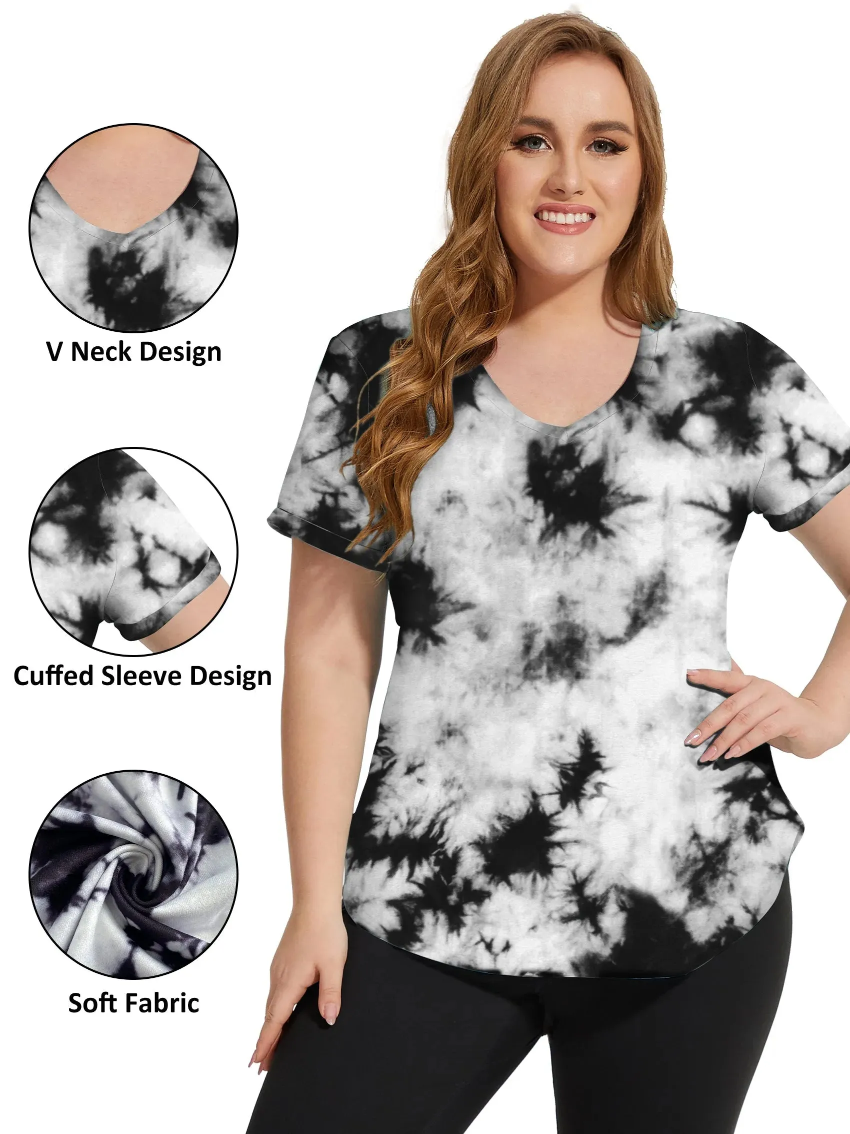 Tie Dye V-neck Sporty T-Shirt