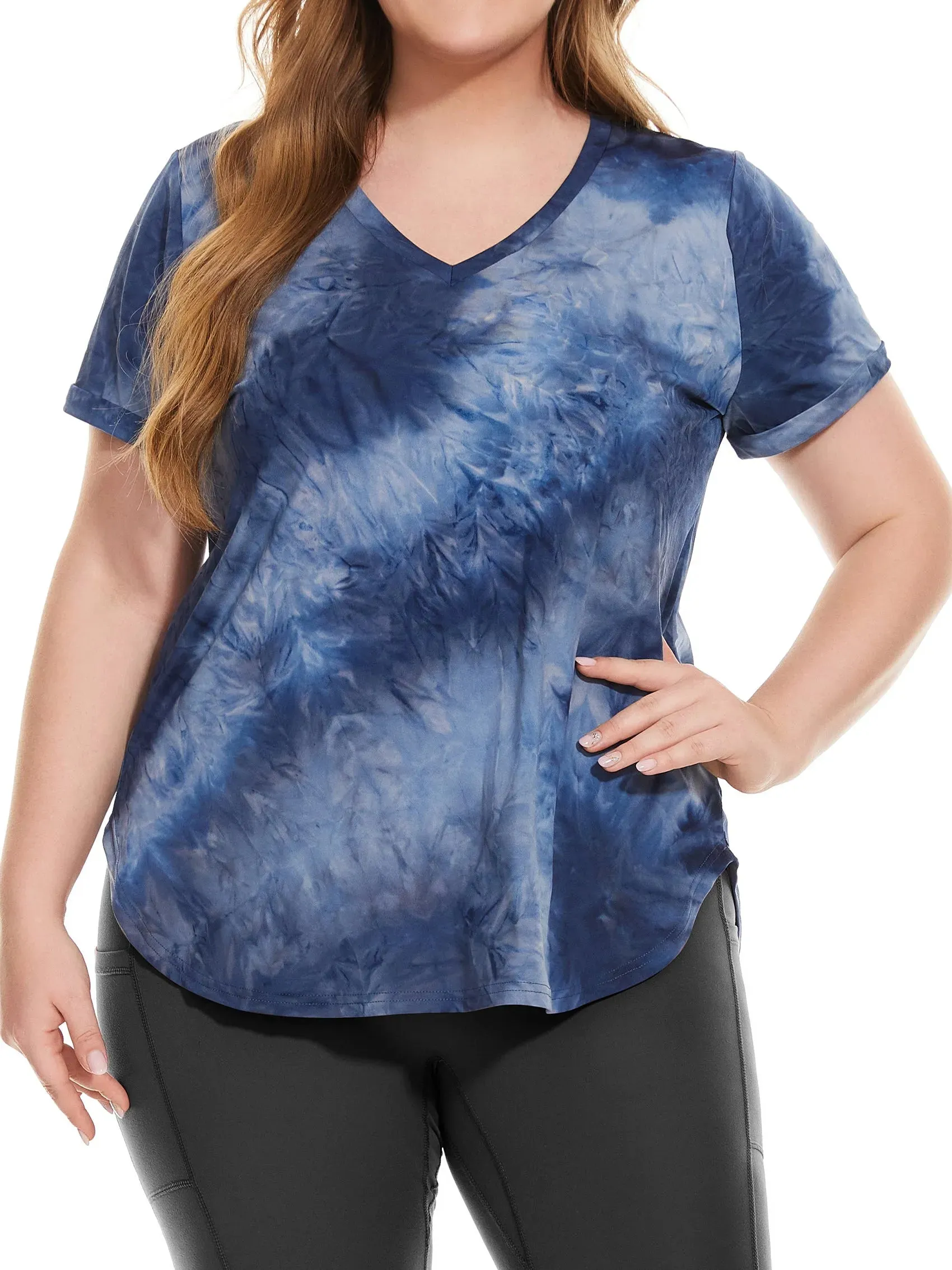 Tie Dye V-neck Sporty T-Shirt