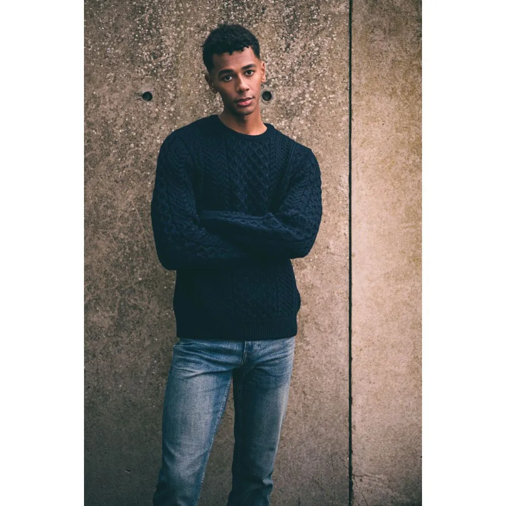 Unisex Aran Sweater - Navy