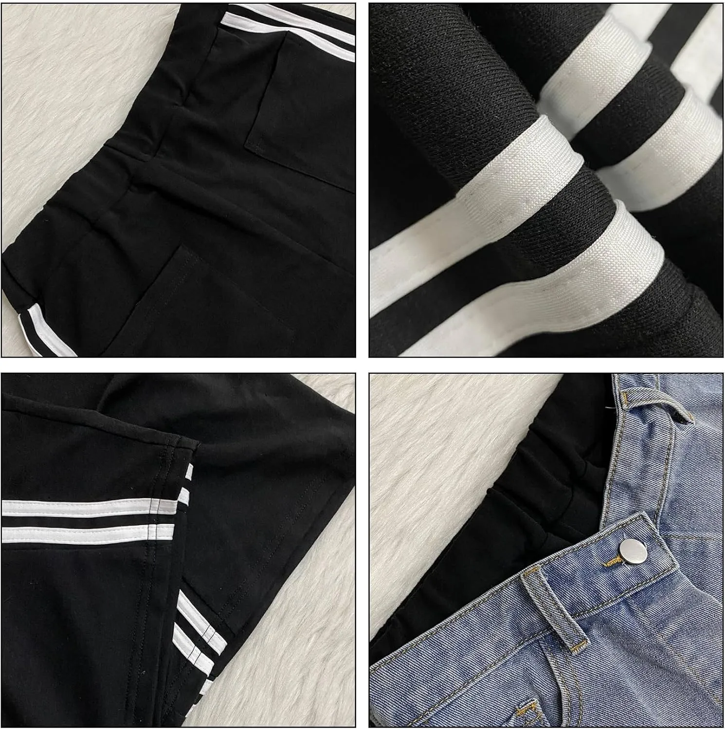 Unybwonn Women Wide Leg Cargo Sweatpants Patchwork Side Stripe Baggy Denim Pants High Waist Trendy Track Jogger Pant
