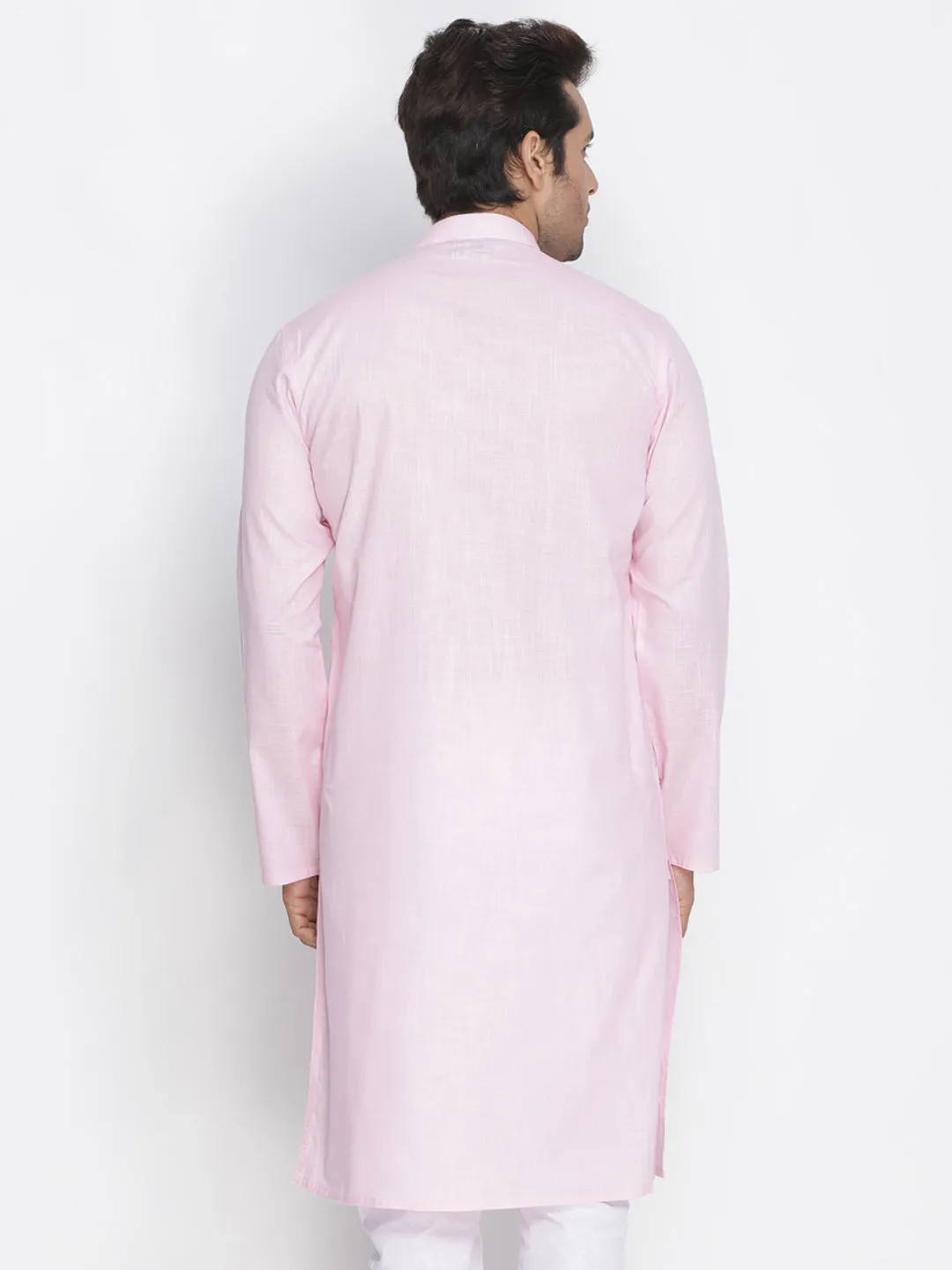 VASTRAMAY Men's Pink Cotton Kurta