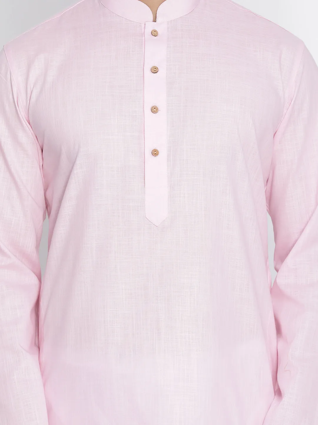 VASTRAMAY Men's Pink Cotton Kurta