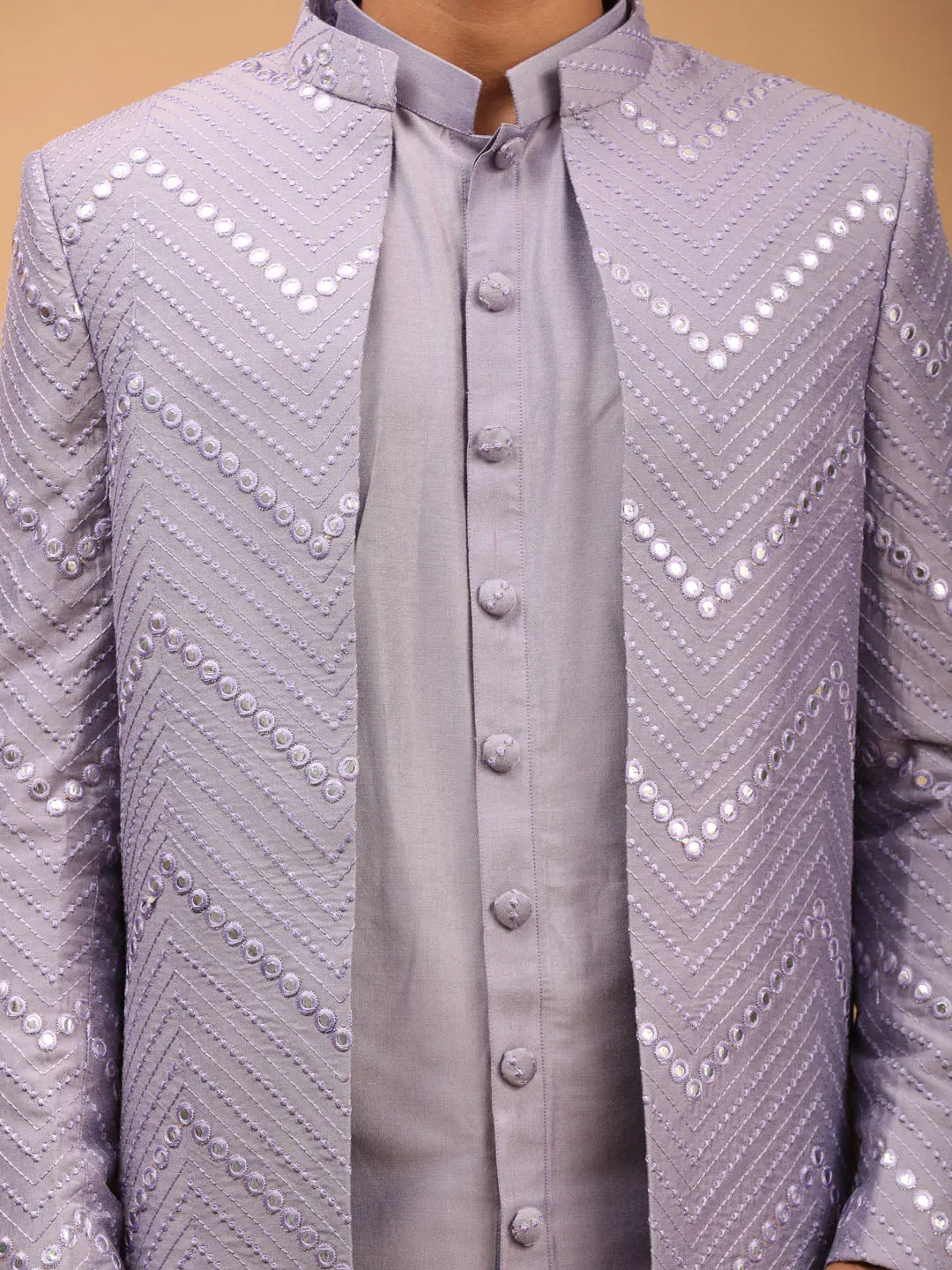 Vastramay Men's Purple Kurta Pant Combo