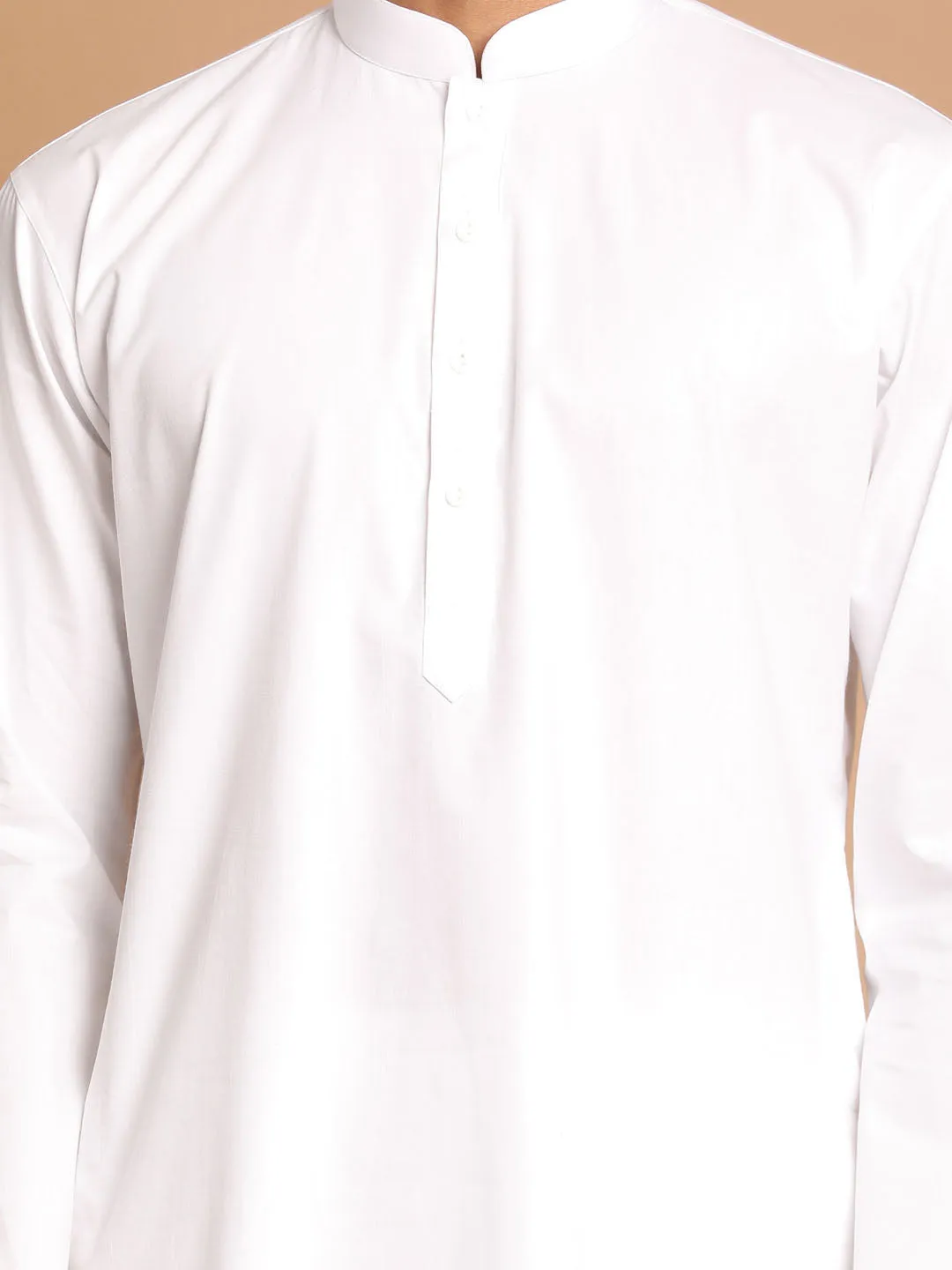 VASTRAMAY Men's White Kurta Set With Prayer Cap