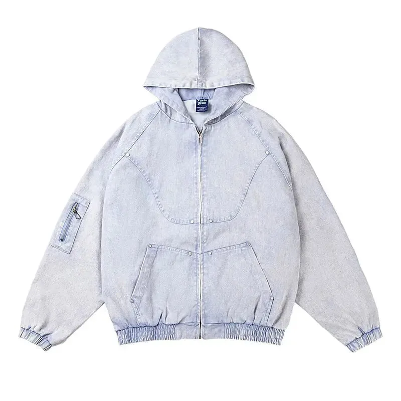Vintage Washed Jean Warm Hoodie
