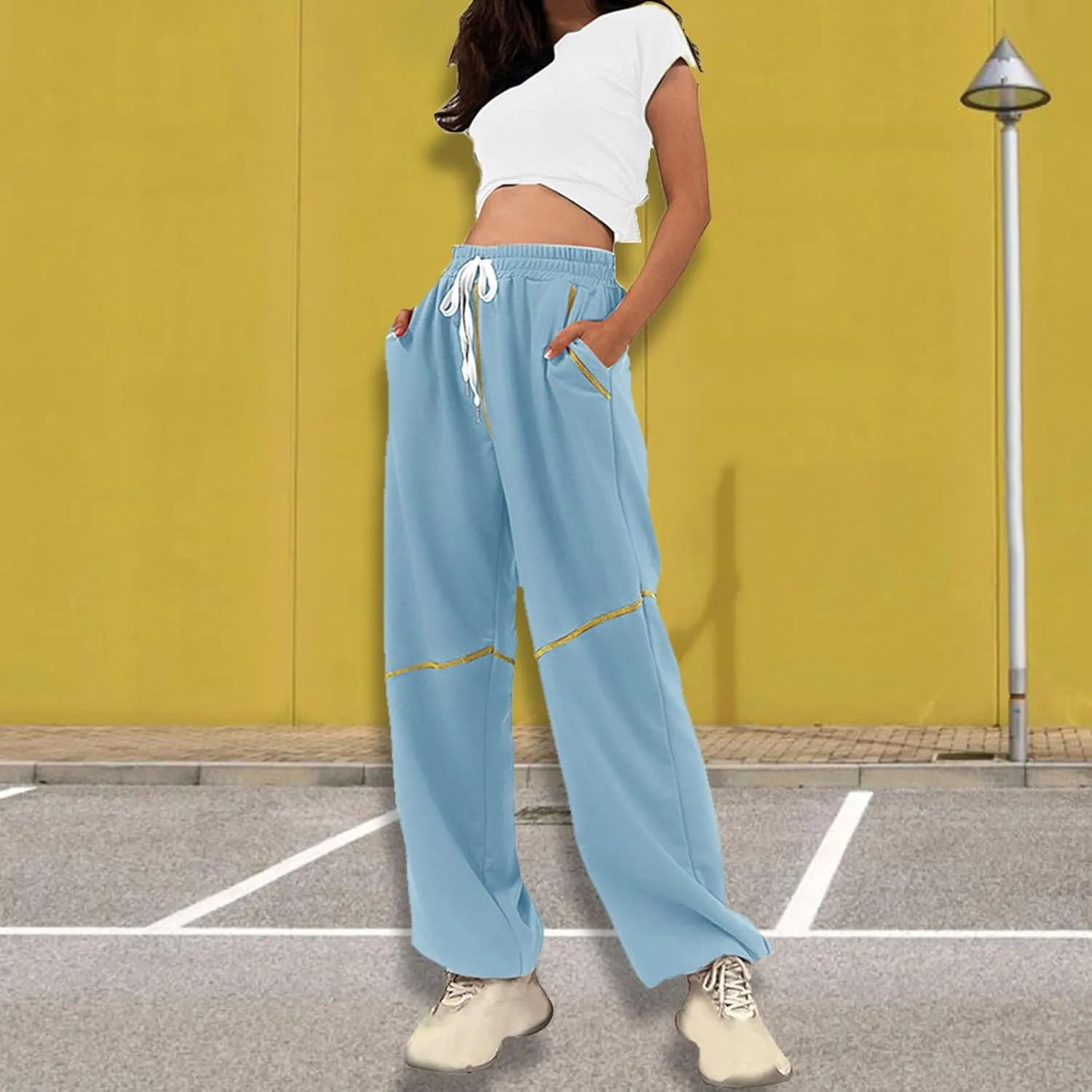 Women's 2024 Straight Leg Jeans High Waisted Capri Pants Slim Casual Denim Sports Pant Casual Dressy Pants Trousers
