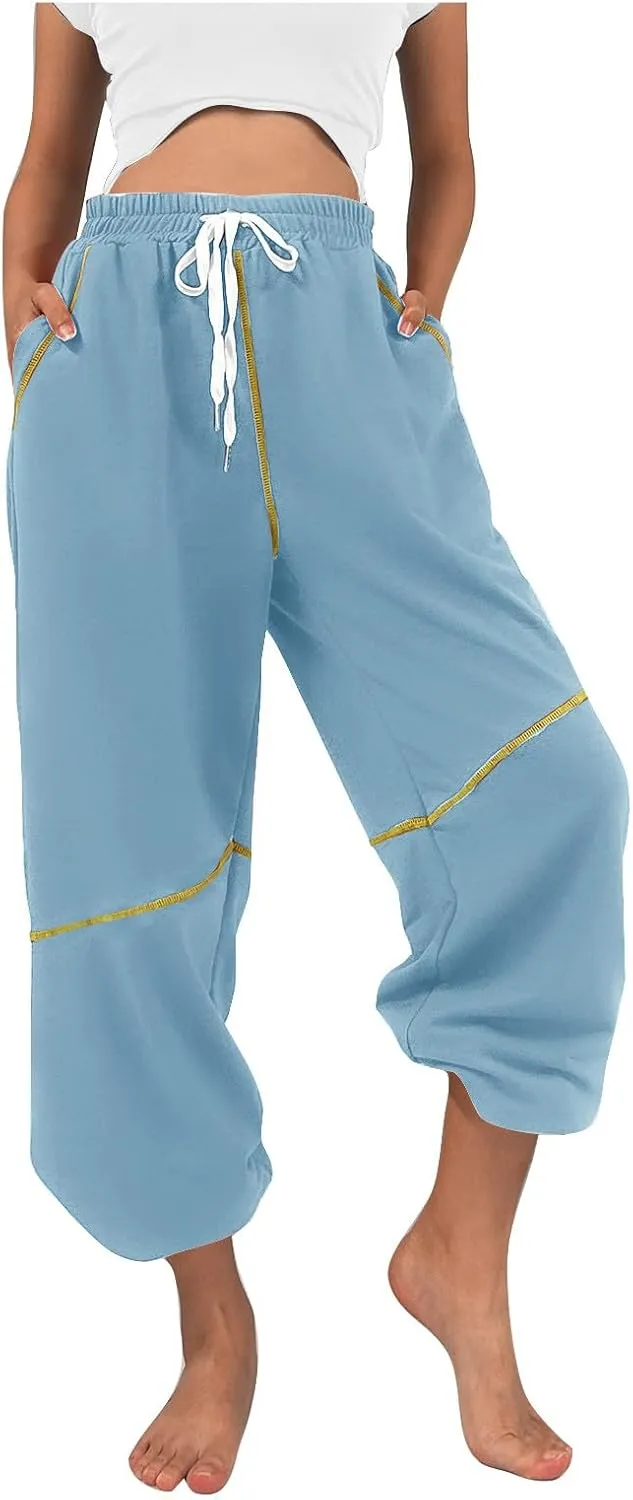 Women's 2024 Straight Leg Jeans High Waisted Capri Pants Slim Casual Denim Sports Pant Casual Dressy Pants Trousers