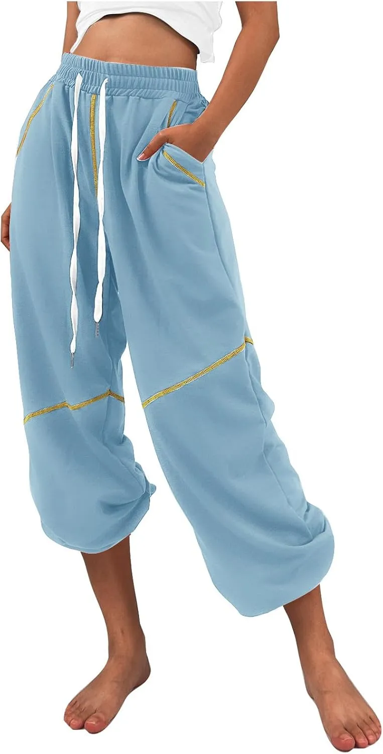 Women's 2024 Straight Leg Jeans High Waisted Capri Pants Slim Casual Denim Sports Pant Casual Dressy Pants Trousers
