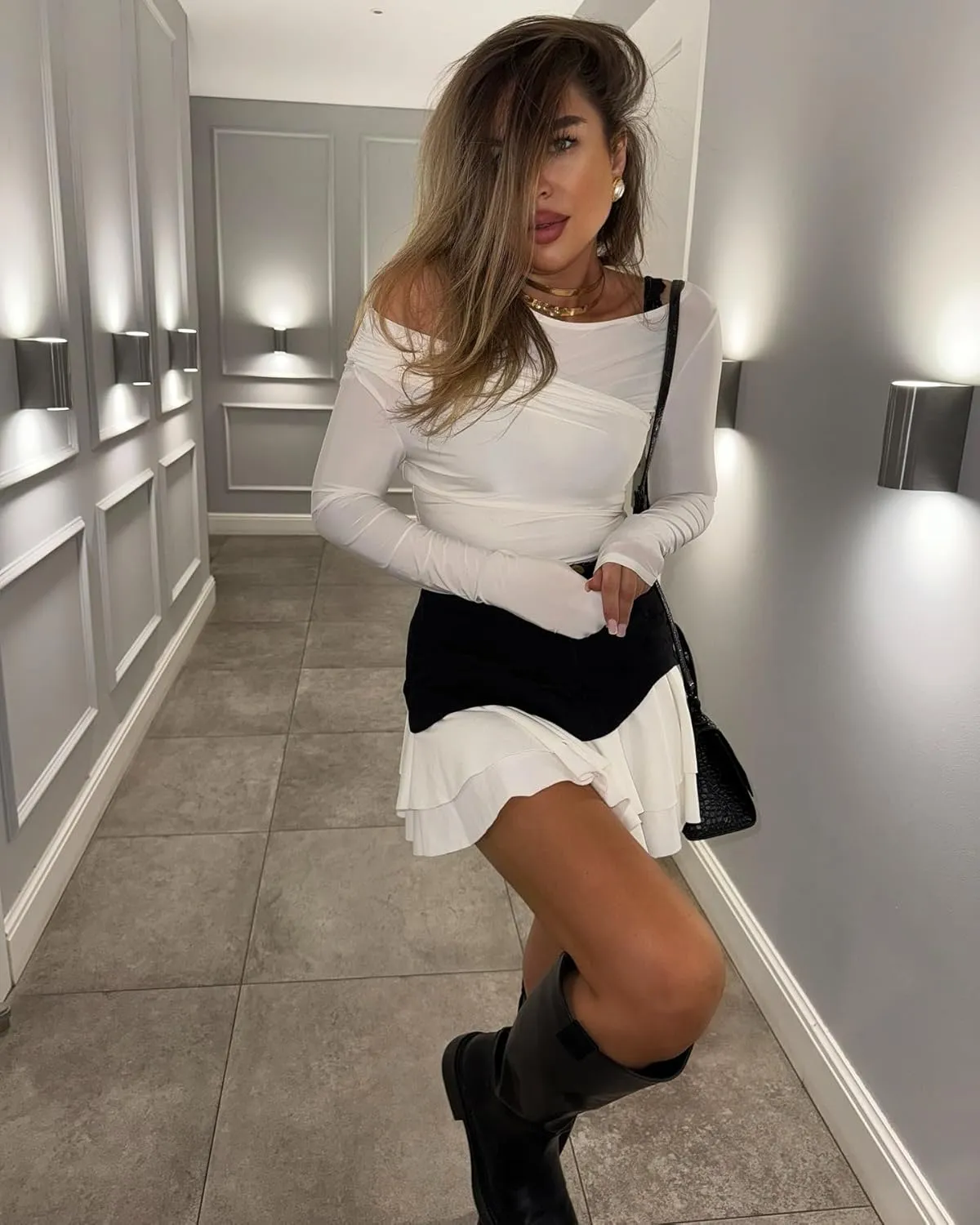 Women's mini Pleated Cake Skirt Gothic A-line high Waist Half Body Pleated Fluffy Patchwork Slim fit Short Skirt