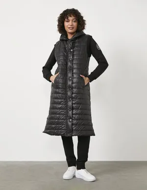 Women's Petite High Shine Maxi Gilet Jacket - Black